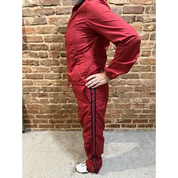 2003 Vintage Tommy Hilfiger Women’s Track Suit Sz M Maroon & Navy Stripe - Picture 2 of 15